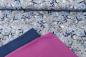 Mobile Preview: Baumwoll Jersey Blüten und Blätter auf Blaugrau